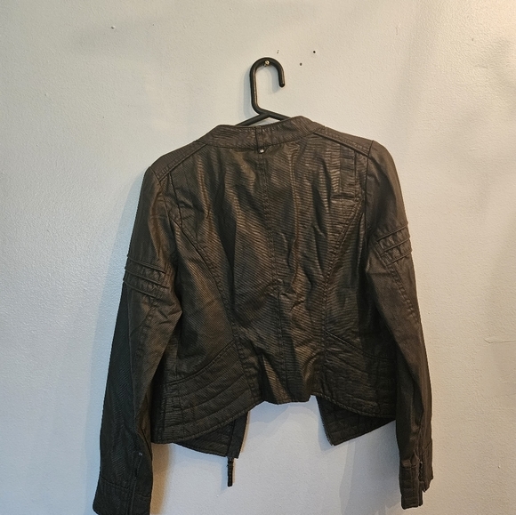 blanc noir Jackets & Blazers - Blanc Noir Faux Leather Zipper Collard Jacket Medium